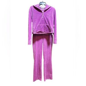 Juicy Couture Velour Tracksuit Hoodie Purple Lavender Size Medium Y2K